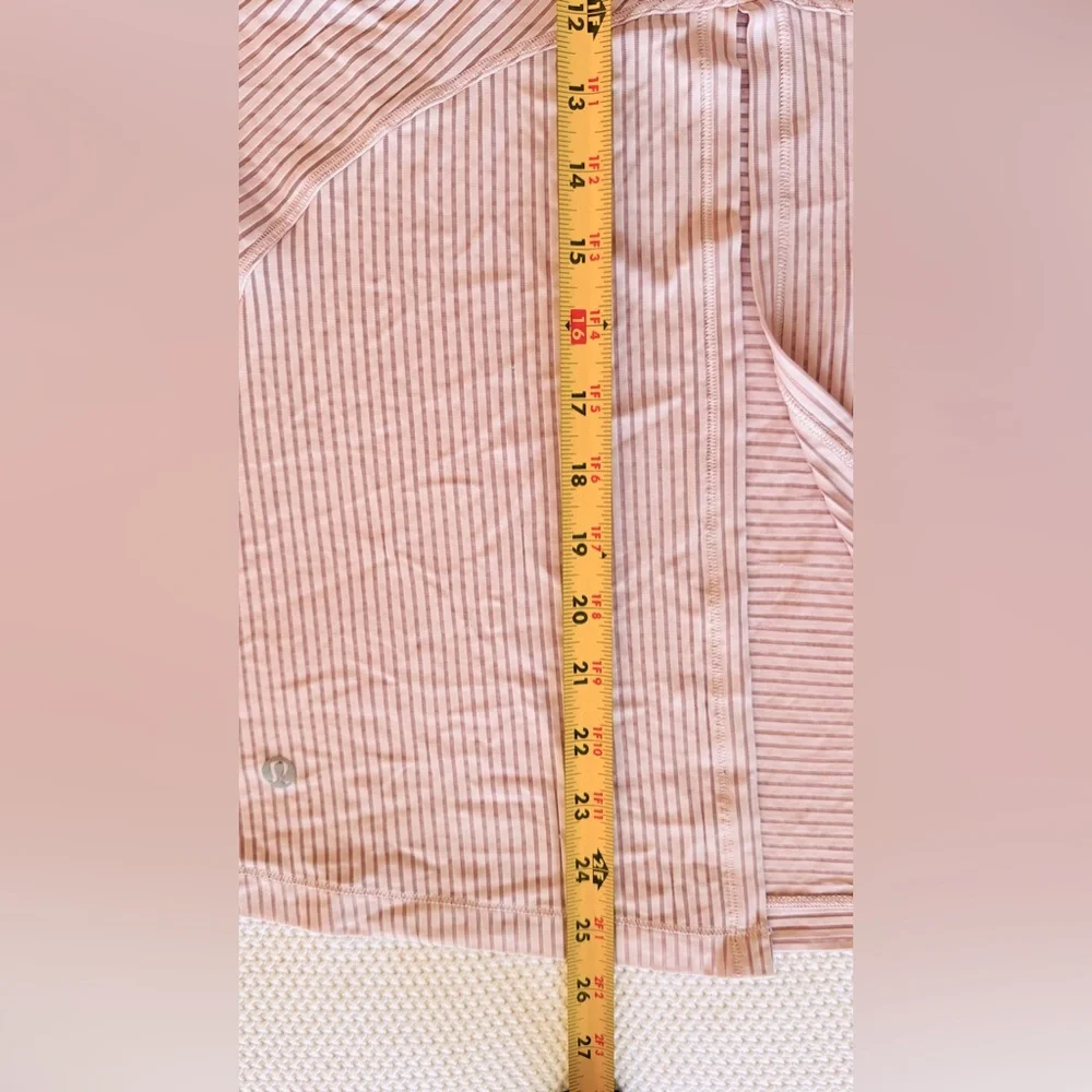 LULULEMON Pale Pink Striped Tank Top w Vented Split Back